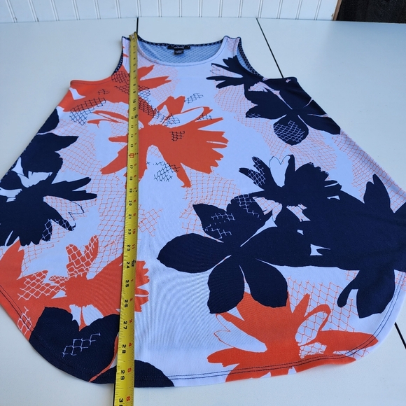 $69 Alfani Multi Navy Fishnet Womens Print Sleeveless Top Stretch S Small - Picture 9 of 11